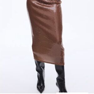 H&M Shiny Brown Pencil Skirt